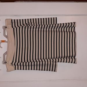 Off shoulder navy white strip Bardot top soft coastal seaside maritime classic